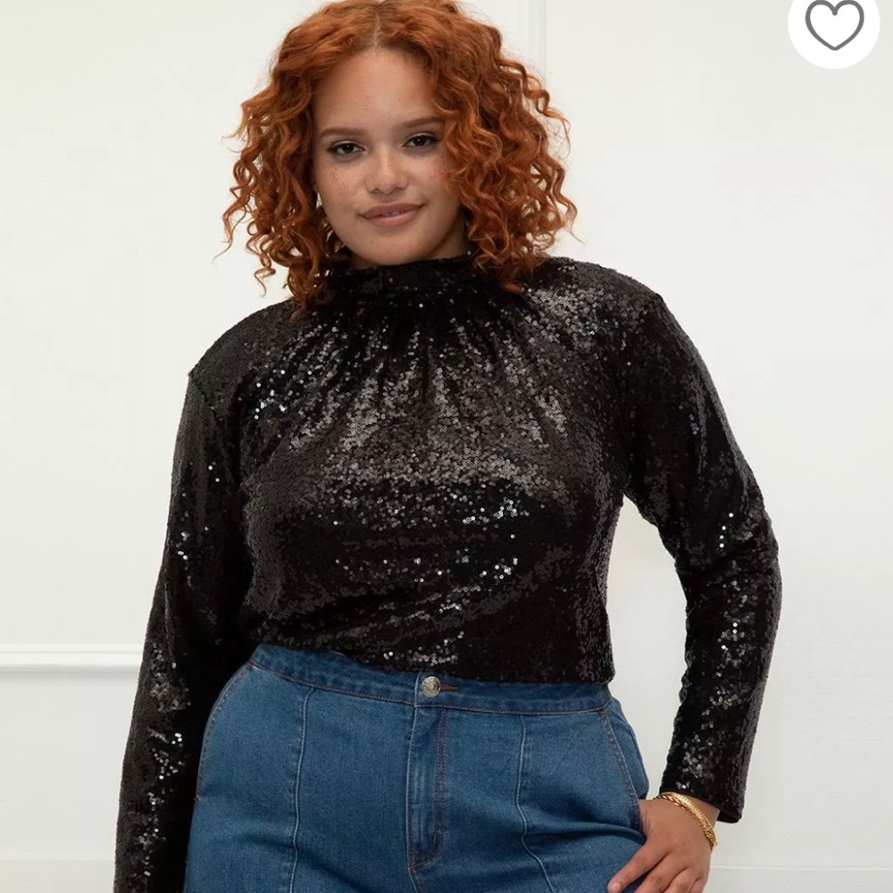 ELOQUII Elements Cowl Back Sequin Top